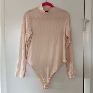 Nasty Gal blush mock neck body suit